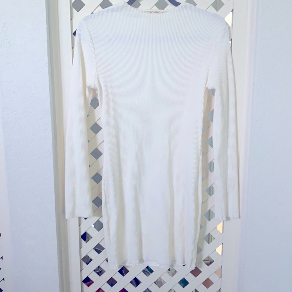 DEEP SCOOP BACK RIBBED LONGSLEEVE TANK MINI DRESS